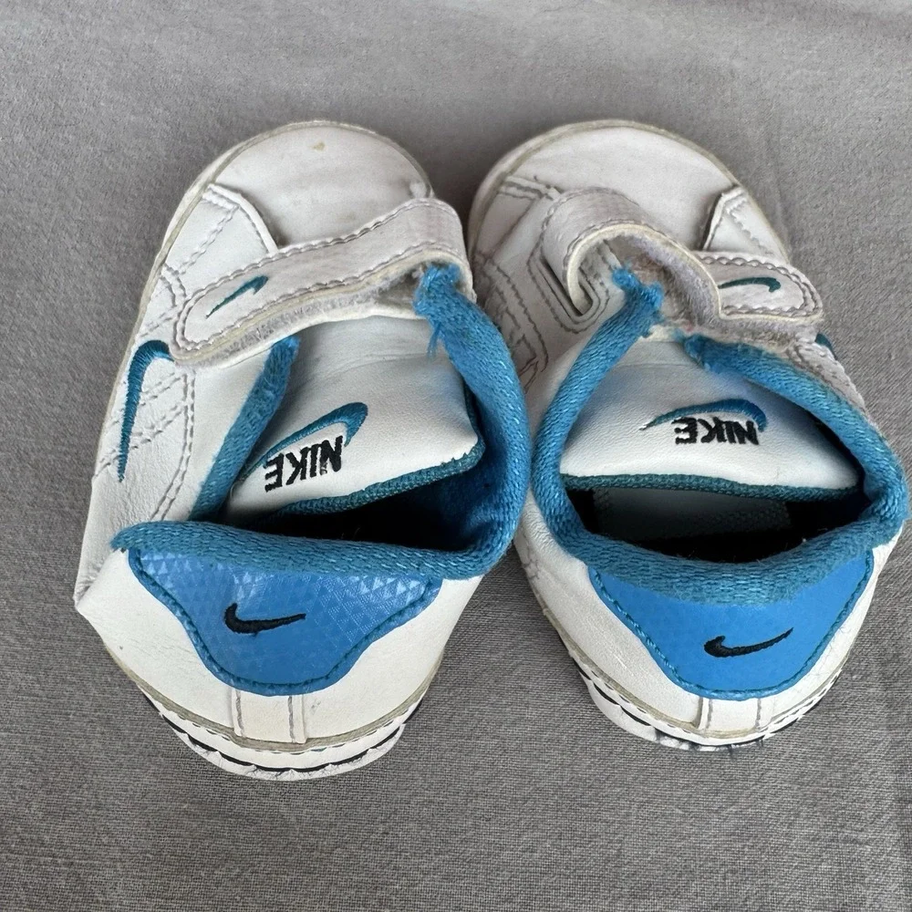 Size‎ 4c - Nike Waffle Crib Shoes Soft Leather Unisex White Blue Infant Baby